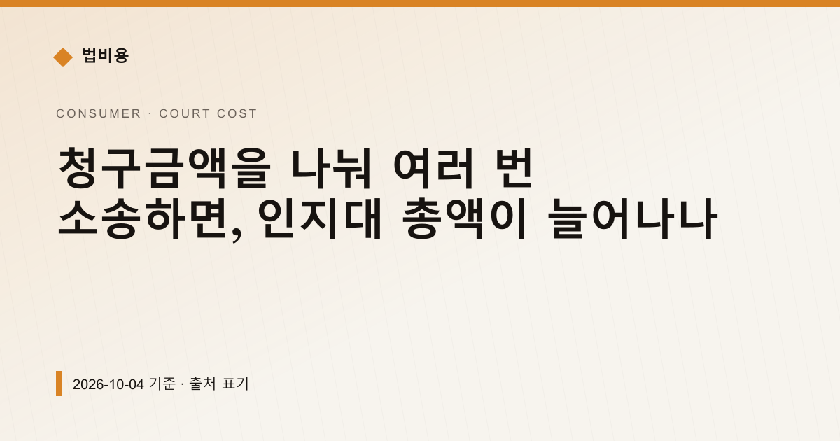 청구금액을 나눠 여러 번 소송하면, 인지대 총액이 늘어나나 — 인지대·송달료 안내 이미지