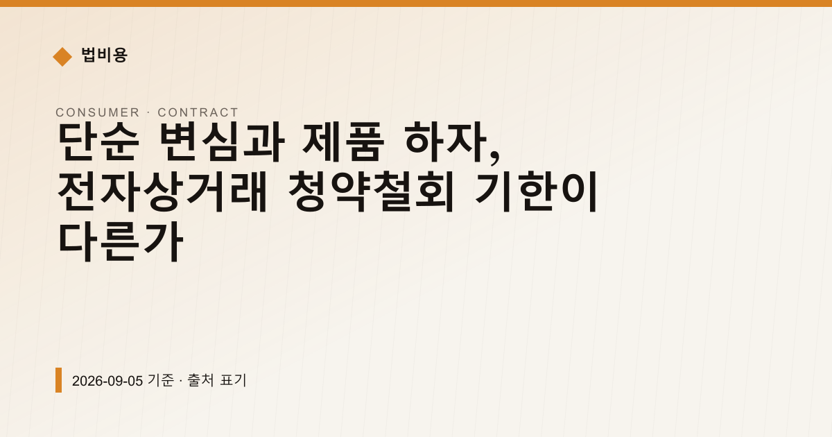 단순 변심 7일, 하자 3개월 — 청약철회 기한 차이 — 계약·해지·환불 pricing comparison
