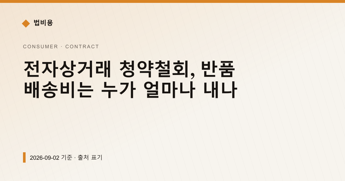 전자상거래 청약철회, 반품 배송비는 누가 얼마나 내나 — 계약·해지·환불 pricing comparison