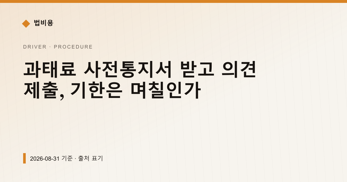 과태료 사전통지서, 의견 제출 기한은 며칠인가 — 신청·절차 pricing comparison