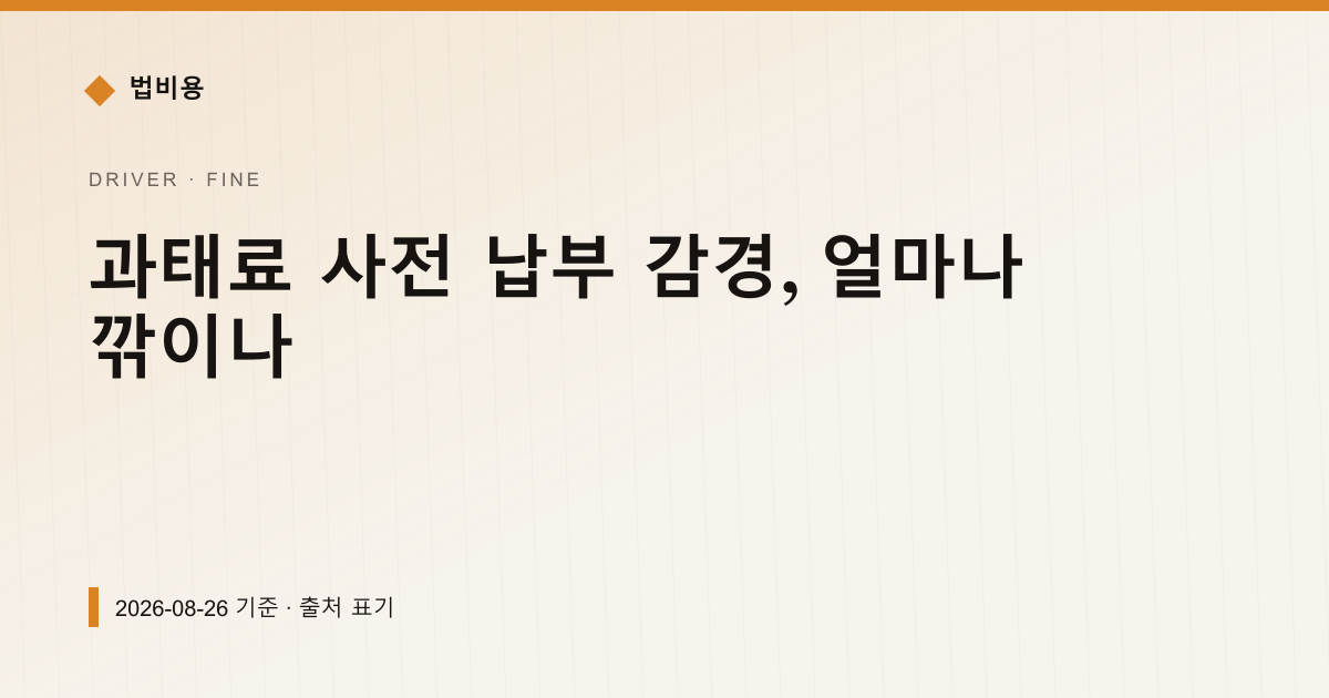 과태료 사전 납부 감경, 얼마나 깎이나 — 과태료·범칙금 pricing comparison
