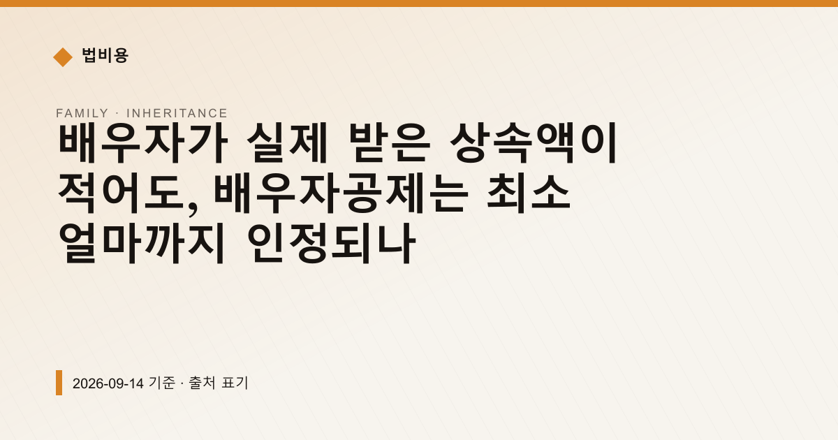 배우자가 실제 받은 상속액이 적어도, 배우자공제는 최소 얼마까지 인정되나 — 상속·증여 pricing comparison