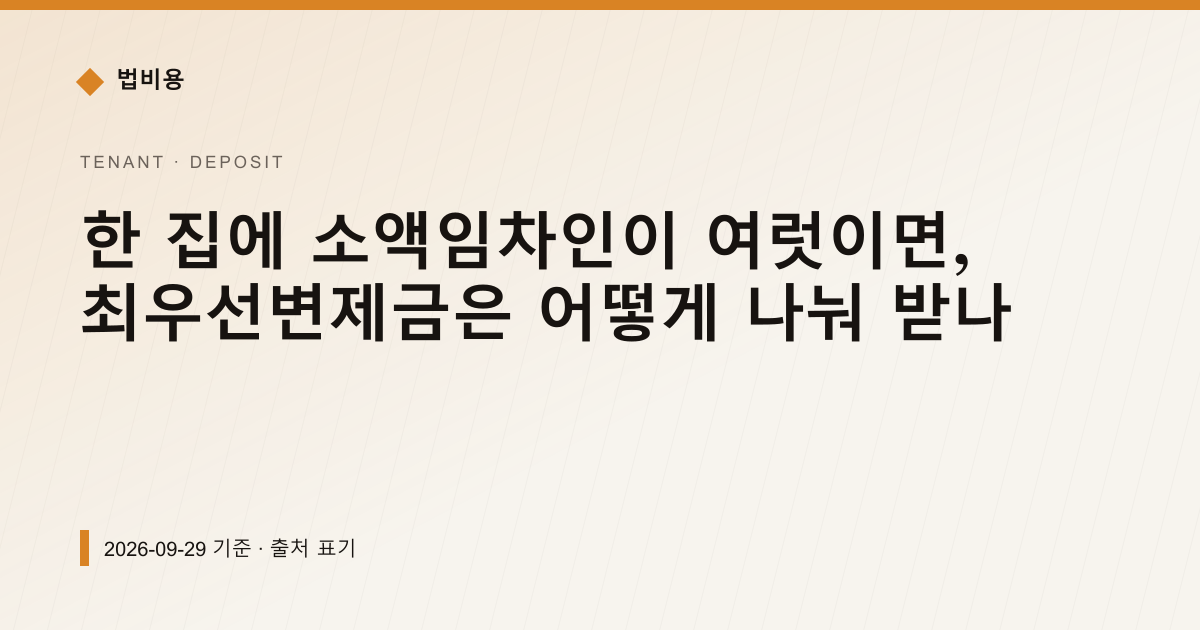 한 집에 소액임차인이 여럿이면, 최우선변제금은 어떻게 나눠 받나 — 보증금·임대차분쟁 pricing comparison