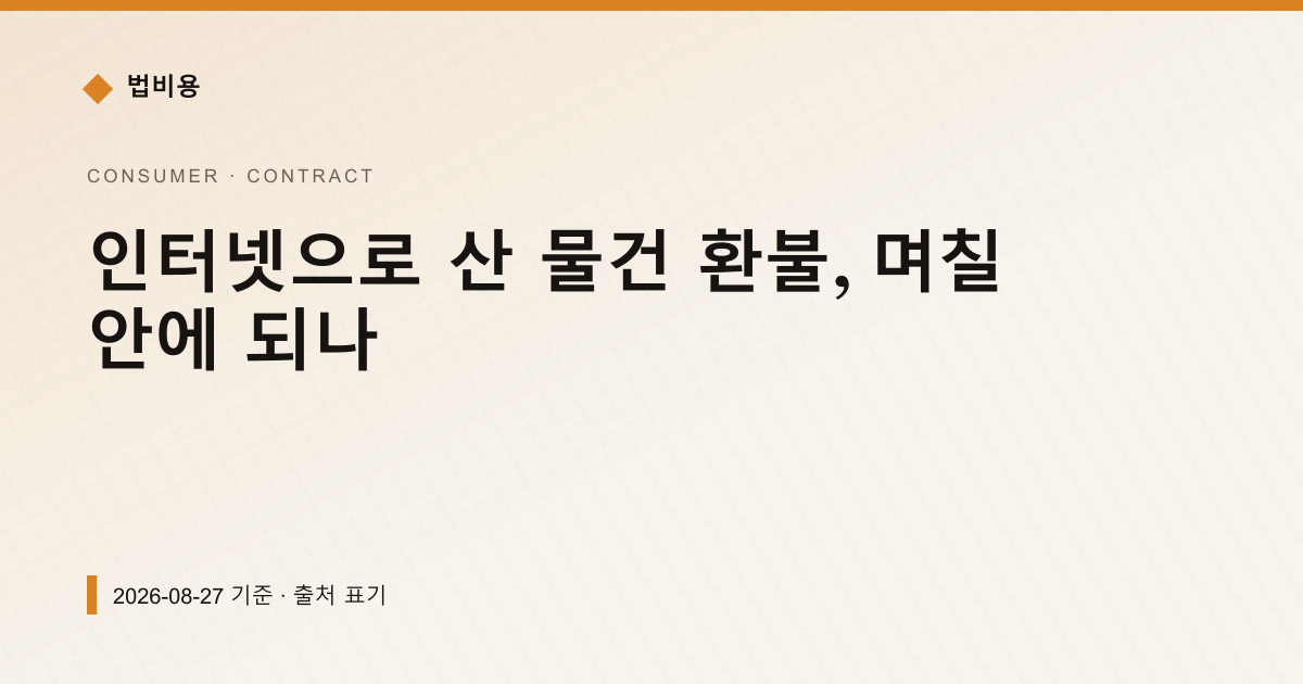 인터넷으로 산 물건 환불, 며칠 안에 되나 — 계약·해지·환불 pricing comparison