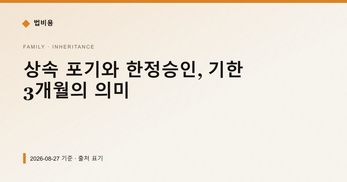 상속 포기와 한정승인, 기한 3개월의 의미 — 상속·증여 pricing comparison
