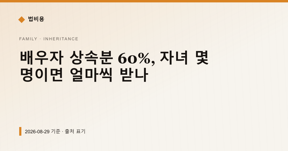 배우자 상속분 60%, 자녀 몇 명이면 얼마씩 받나 — 상속·증여 pricing comparison