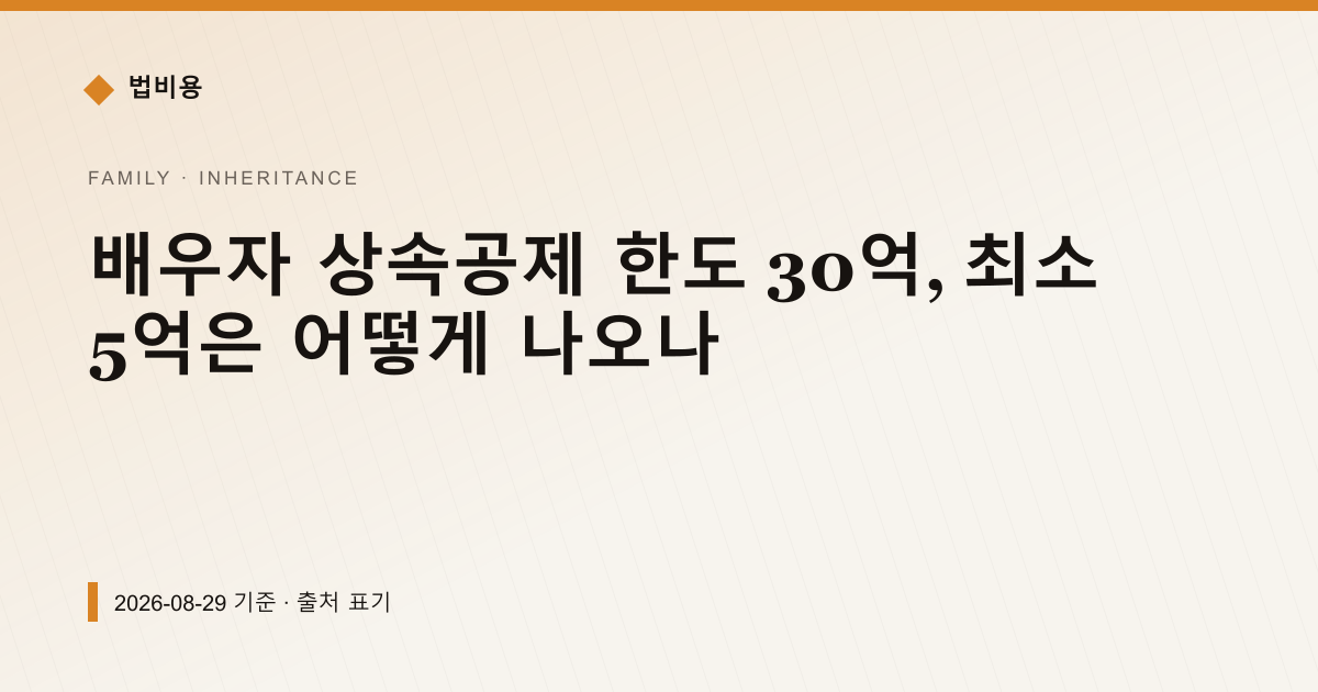 배우자 상속공제 한도 30억, 최소 5억은 어떻게 나오나 — 상속·증여 pricing comparison